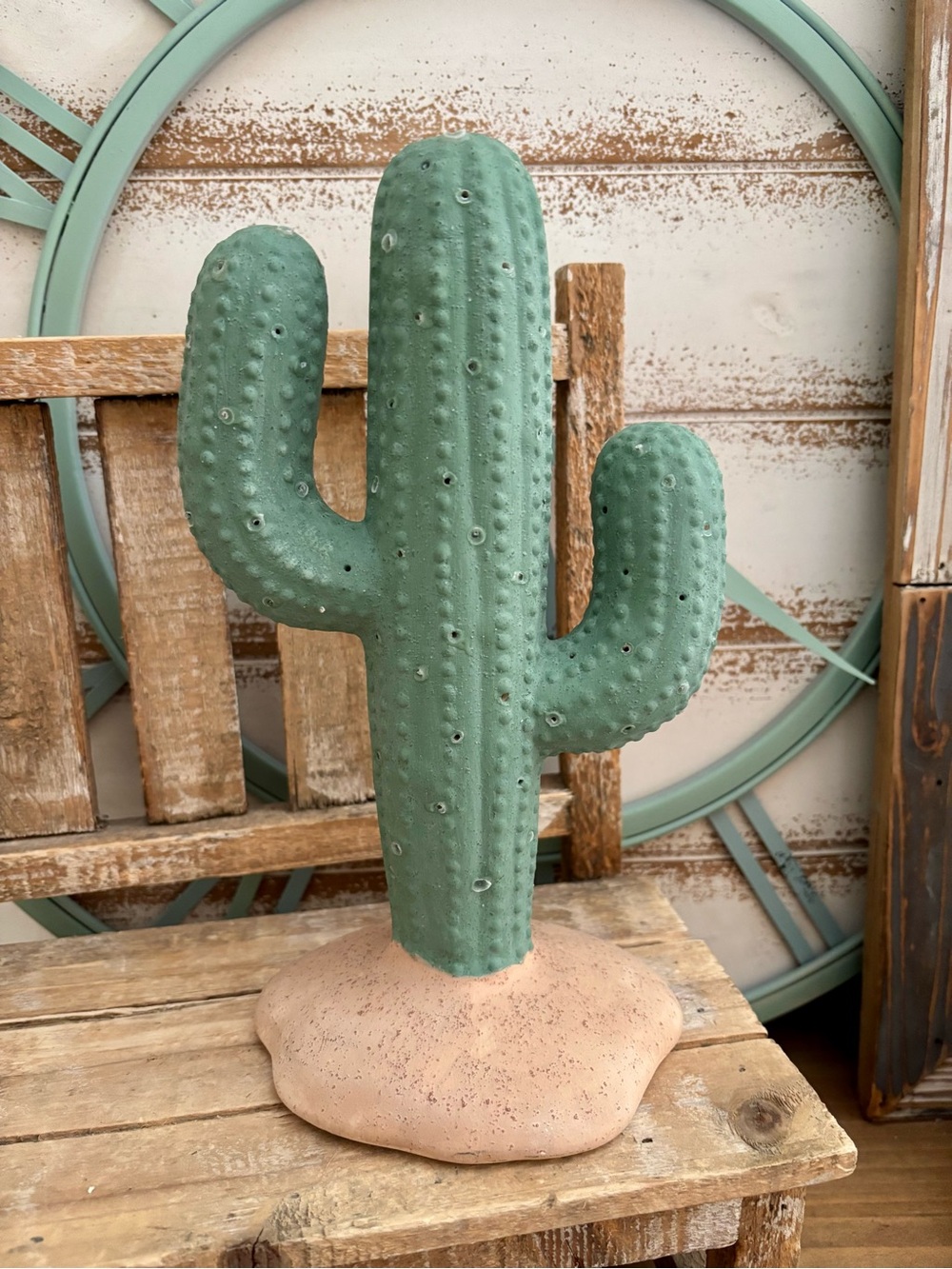 Native American  Terra Cotta Pottery Cactus Sculpture